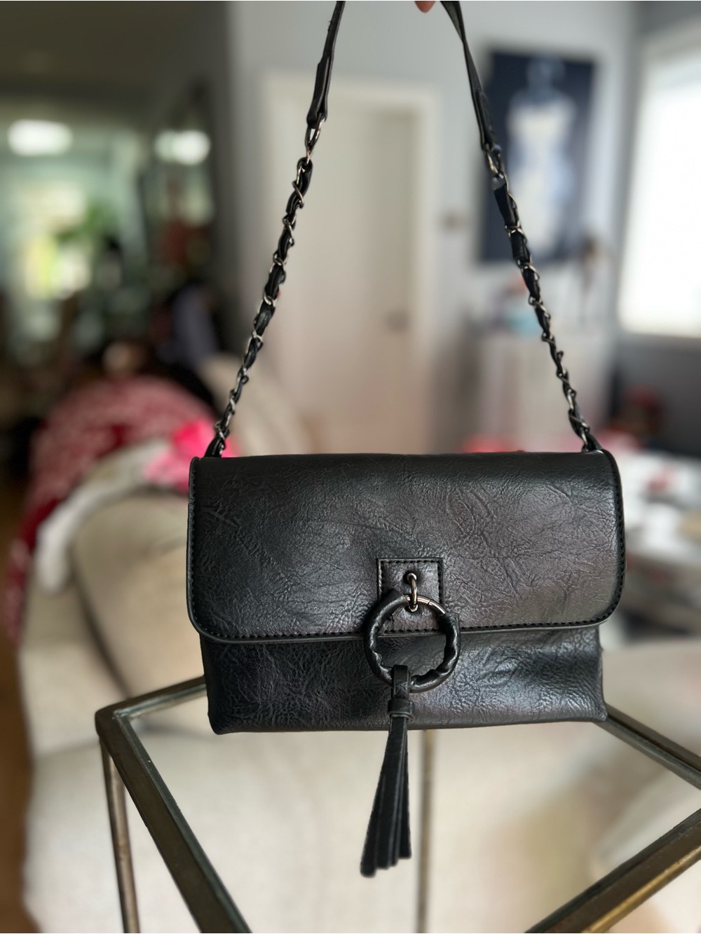 Classic Black Tassel Chain Shoulder Bag